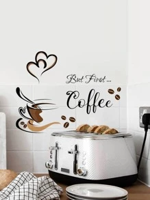 1 Peça Padrão De Xícara De Café Adesivo De Cozinha