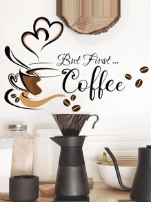 1 Peça Padrão De Xícara De Café Adesivo De Cozinha