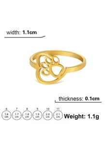 鏤空爪子裝飾戒指 - 金色 - 查看 3