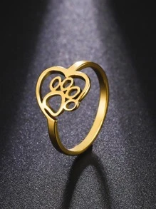 鏤空爪子裝飾戒指 - 金色 - 查看 1