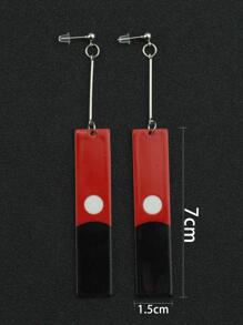 男士圓形印花矩形吊墜耳夾,適用於首飾類禮品和派對 - 彩色 - 查看 2