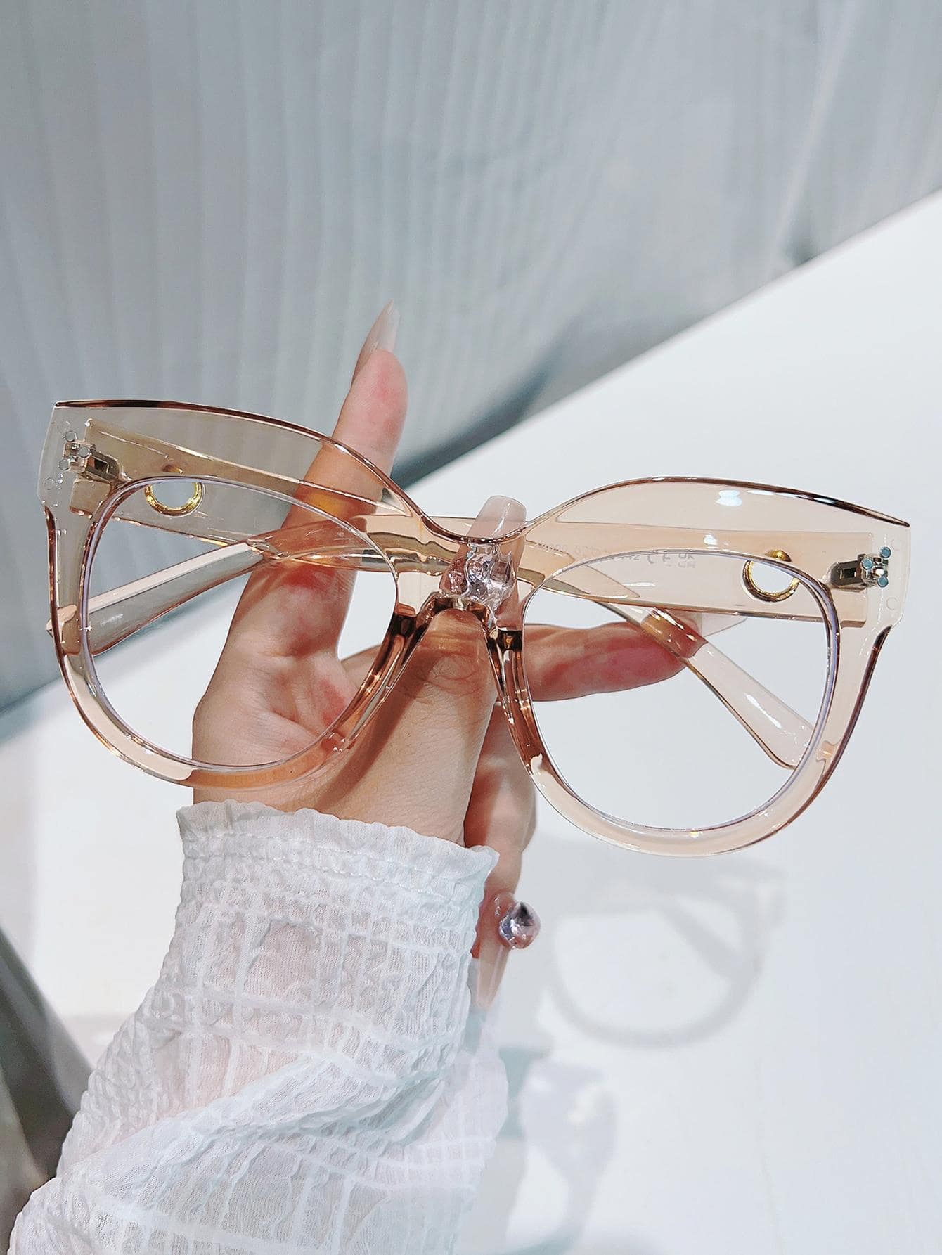 Clear Frame Eyeglasses - Champagne - View 1
