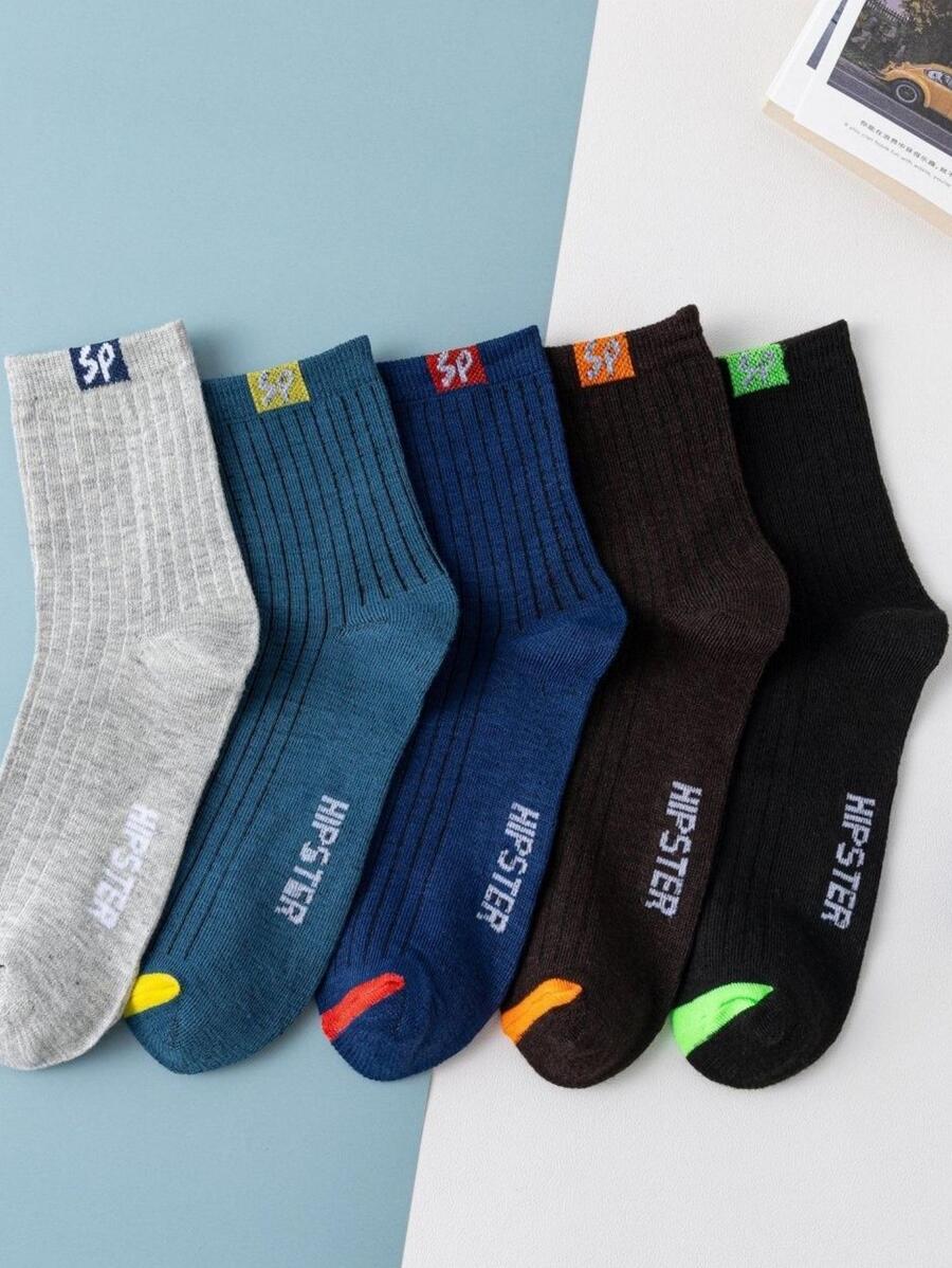 Men Letter Graphic Crew Socks