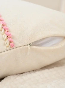 1pc Polyester Fringe Braid Pillowcase Or Lumbar Pillow Cover - Pink - View 5