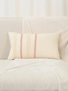 1pc Polyester Fringe Braid Pillowcase Or Lumbar Pillow Cover - Pink - View 8