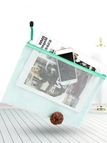 1pc Random Color File Bag. Minimalist Portable File Bag For School, Office - Multicolor - View 5