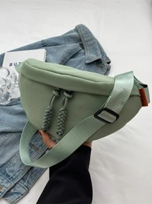 Green Fanny Pack With Zipper Minimalist - Green - View 2