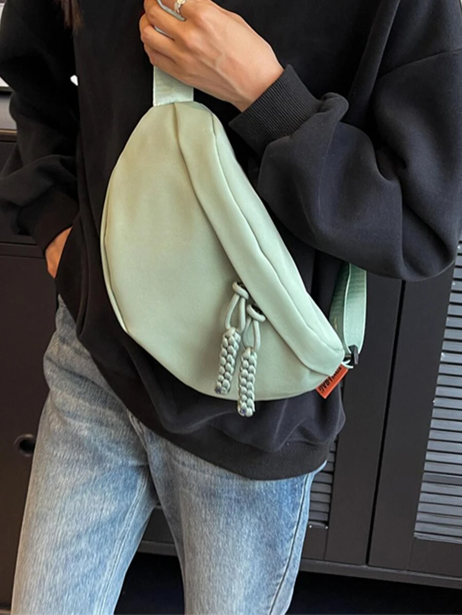 Green Fanny Pack With Zipper Minimalist - Green - View 1