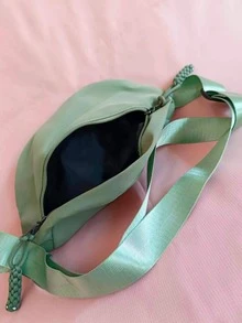 Green Fanny Pack With Zipper Minimalist - Green - View 5