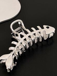 Fish Bone Design Hair Clip - Silver - View 2