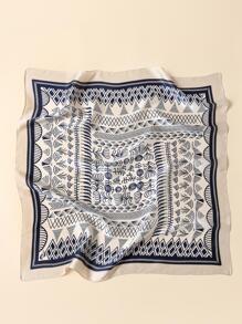 Bandana in hình học - Xanh và trắng - Xem 1