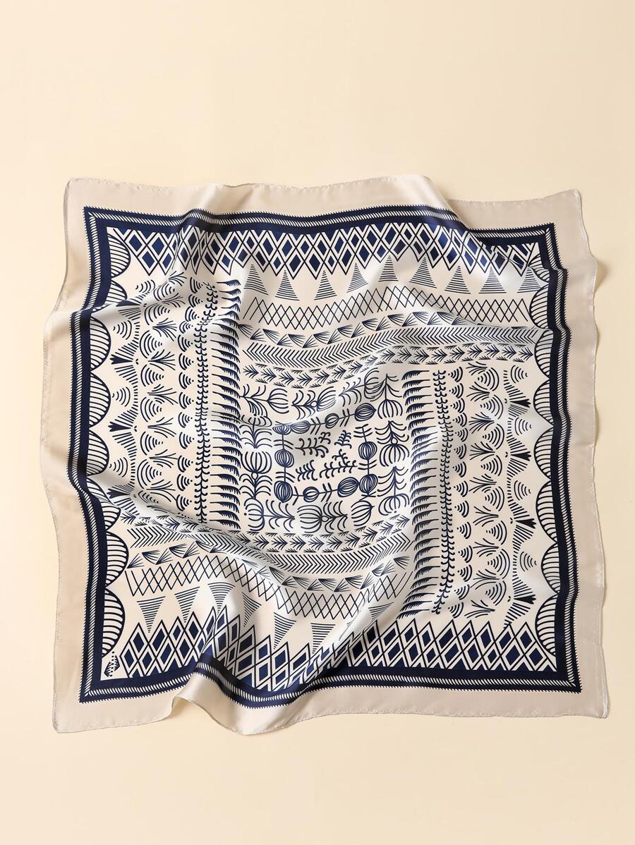 Bandana in hình học - Xanh và trắng - Xem 1