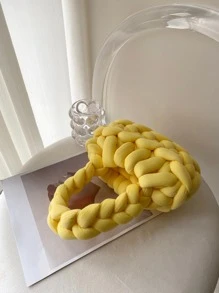 Ladies' Handbag, Hooked And Woven, Solid Color, Handmade, Hollow Design, Fashionable And Minimalist, Suitable For Outings And Shopping. - Yellow - View 5