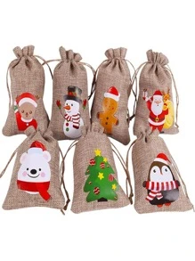 TYFYO 10pcs Christmas Pattern Gift Bag,Christmas - Multicolor - View 1