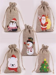 TYFYO 10pcs Christmas Pattern Gift Bag,Christmas - Multicolor - View 2