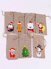 TYFYO 10pcs Christmas Pattern Gift Bag,Christmas - Multicolor - View 3