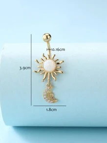 Rhinestone Moon & Sun Decor Navel Belly Ring