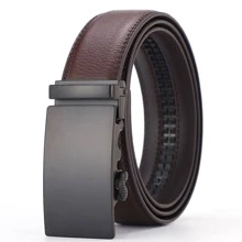 男士自動扣皮帶，適用於日常使用、作為禮物贈送給朋友、工作所穿戴 - 咖啡棕 - 查看 1