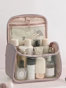1pc Portable Toiletry Travel Bag, Modern Clear Toiletry Travel Storage Bag For Travel - Purple - View 2