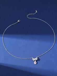 Vòng cổ hình giọt nước đính đá Cubic Zirconia - Bạc - Xem 2