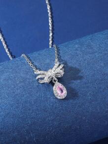 Vòng cổ hình giọt nước đính đá Cubic Zirconia - Bạc - Xem 1