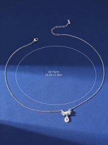 Vòng cổ hình giọt nước đính đá Cubic Zirconia - Bạc - Xem 4