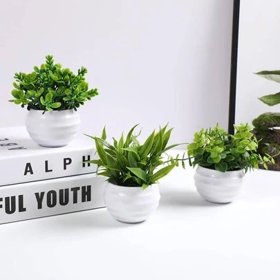 3pcs Artificial Potted Plant, Valentine Day, Gift Gifts Birthday Graduation Home Decor Back To School Room Decor School Supplies