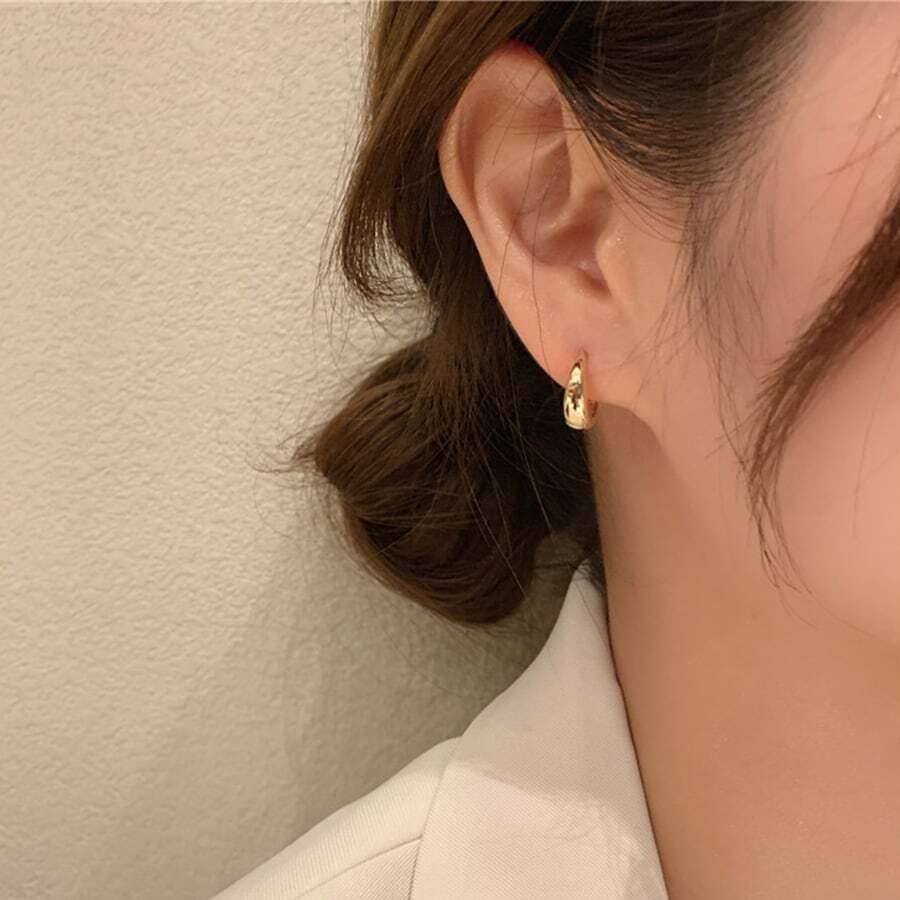 Bông tai dạng khuyên đơn giản dành cho nam thời trang, lý tưởng làm quà tặng trang sức và phụ kiện thời trang - Vàng - Xem 1