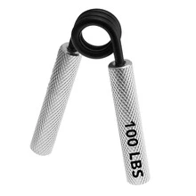 1入組金屬手握力加強器100磅防滑重型握力加強器，大手腕和前臂手 - 銀色 - 查看 1