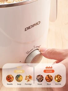 DiDimo 1pc Wall Plug 1.5L Stainless Steel Electric Pot, Mini Electric Hot Pot, Rapid Noodles Cooker, Shabu Hot Pot, For Steak, Egg, Fried Rice, Ramen, Oatmeal, Soup, with Over-Heating Protection, Boil Dry Protection - White - View 2