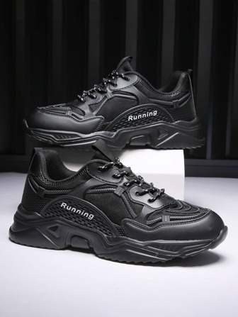 Hombres Zapatillas deportivas con diseño de letra con cordón delantero grueso deportivo