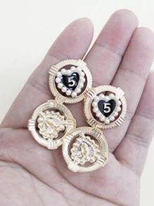 4入組鐵合金縫紉鈕扣，現代水鑽家居裝飾鈕扣 - 金色 - 查看 4