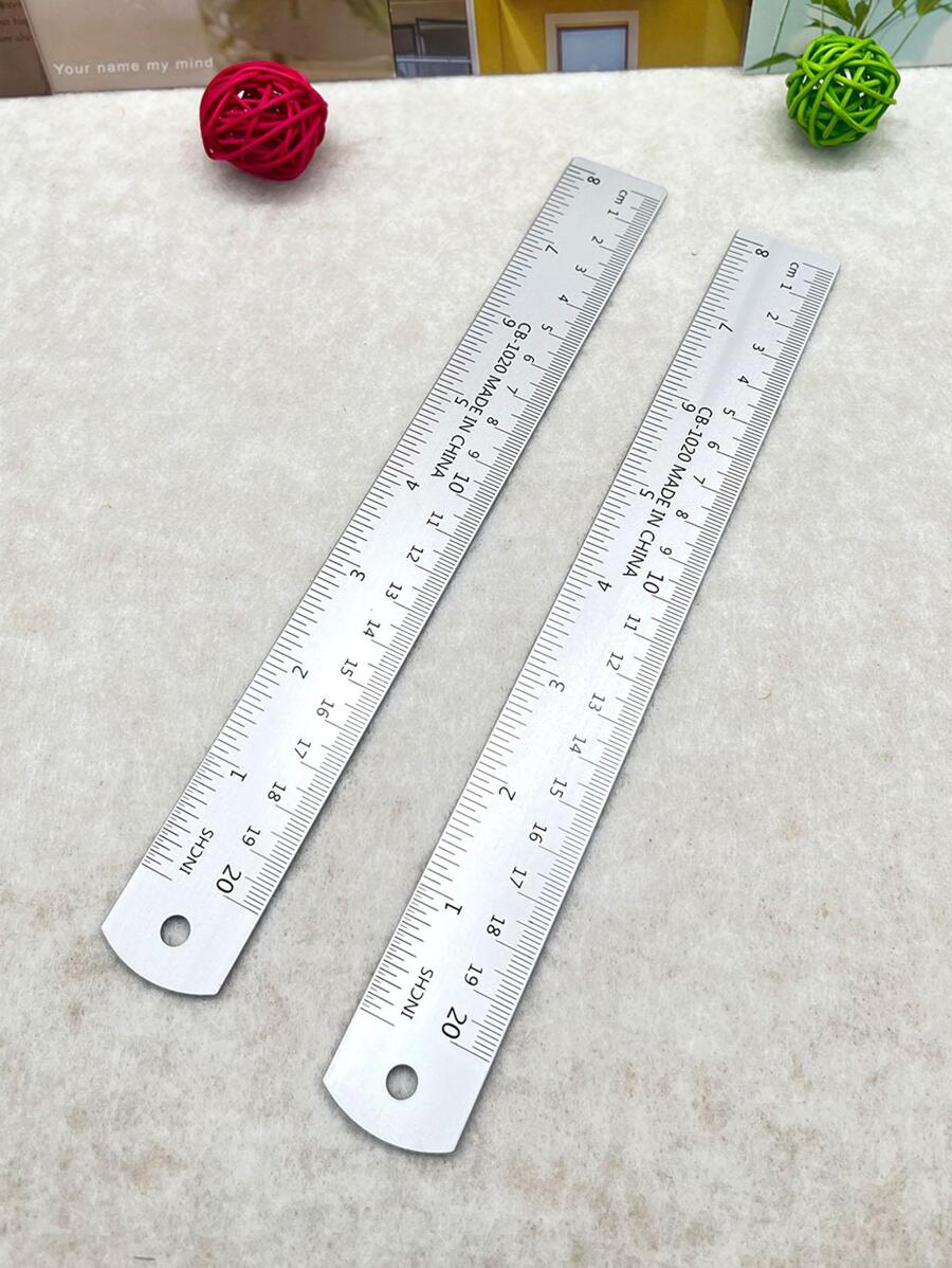 1pc Aluminum Alloy Measurement Ruler, Minimalist Portable Ruler For Industry,Rulers - Silver - View 1