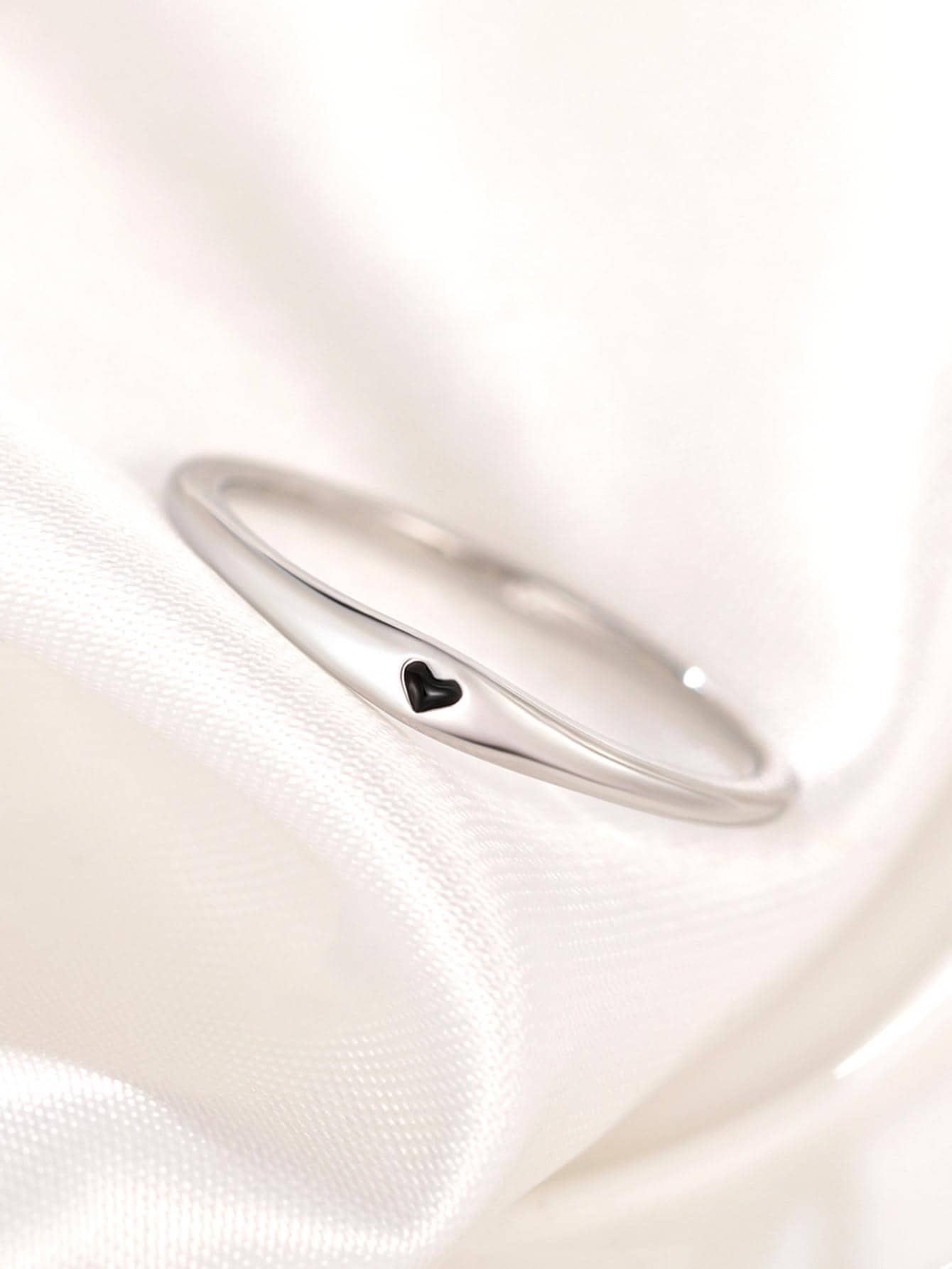 Bộ vòng tay và nhẫn trang trí hình trái tim, quà tặng cho Ngày Valentine, Ngày của Mẹ. - Bạc - Xem 1