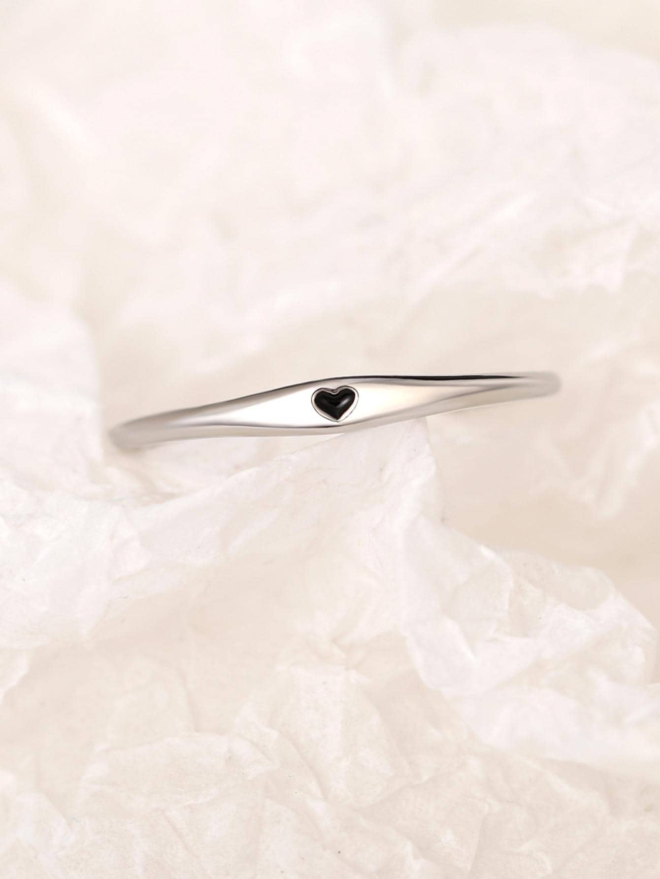 Bộ vòng tay và nhẫn trang trí hình trái tim, quà tặng cho Ngày Valentine, Ngày của Mẹ. - Bạc - Xem 3