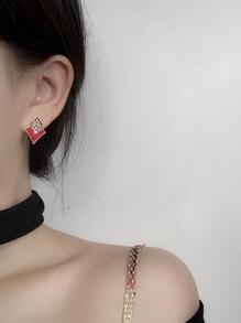 2入組撲克牌和愛心裝飾耳釘 - 彩色 - 查看 2