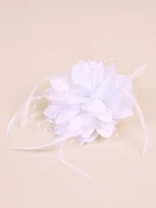 1个女士羽毛蕾丝花卉装饰个性化发夹 - 白色 - 查看 3