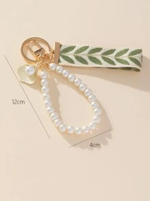 1 pièce Porte-clés à la mode avec bande tressée et décoration de fausse perle, cadeau souvenir scolaire de perle