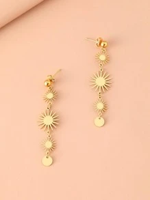 Aomogo Stainless Steel Earrings Vintage Sun Long Section Fashion Elegant Everyday Wear Pendants Earrings For Women Jewelry Gifts