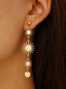 Aomogo Stainless Steel Earrings Vintage Sun Long Section Fashion Elegant Everyday Wear Pendants Earrings For Women Jewelry Gifts