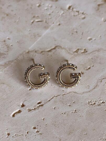 Retro French Alphabet "G" Pearl Stud Earrings, Personalized Elegant Simple Minimalist Petite Earring Jewelry