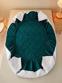 素色床笠，臥室用現代素色織物床笠，四季皆宜 - 墨綠色 - 查看 2