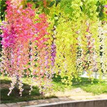 12 Stems Of Artificial Wisteria For Wedding Party Hotel Courtyard Courtyard Living Room Scenic Garden Decoration, Hanging Flowers In The Long Gallery, Decorative Dense Bean Flower Ceiling, Artificial Flowers - Hot Pink - View 6