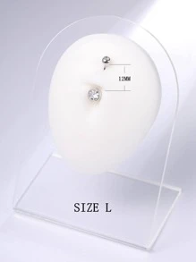1pc S925 Sterling Silver Double Rhinestone Navel Ring Round Belly Button Piercing, Simple, Stylish And Sexy For Summer Beach Wear Holiday - Silver - View 7