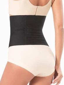 Solid Waist Trainer Corset - Black - View 3