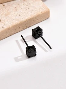 Bông tai trang trí bằng đá khối Zirconia - màu đen - Xem 3