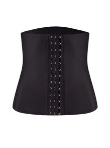 Solid Waist Trainer Corset - Black - View 4