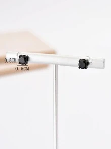 Bông tai trang trí bằng đá khối Zirconia - màu đen - Xem 4