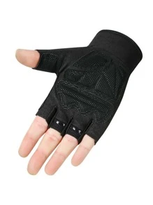 Cặp Găng tay nửa ngón Unisex dùng để tập thể dục, thiết bị tập thể dục, nâng tạ, đấm bốc, chiến đấu, đi xe đạp, chống trơn trượt và chống mài mòn, thể thao ngoài trời - màu đen - Xem 3