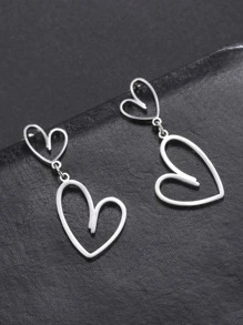 心形耳墜 - 銀色 - 查看 1
